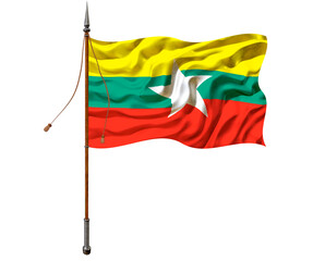 National flag of Myanmar. Background    with flag o Myanmar.