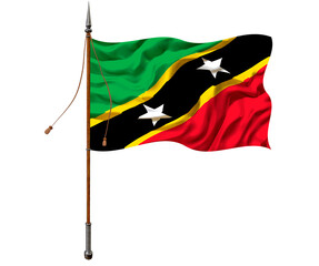 National flag of Saint Kitts and Nevis. Background  with flag of Saint Kitts and Nevis