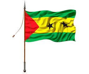 National flag of Sao tome and principe. Background  with flag of Sao tome and principe.