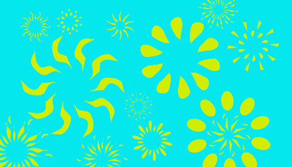 Fototapeta na wymiar Blue abstract background with yellow flowers