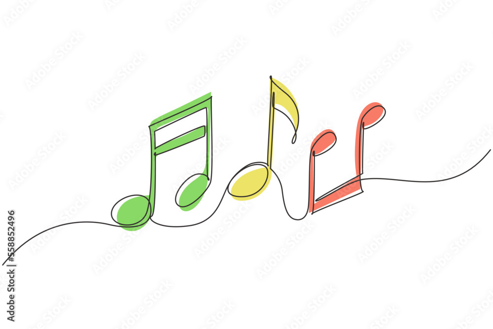 Aufkleber single one line drawing sheet music icon in trendy flat style isolated on background. musical symbol