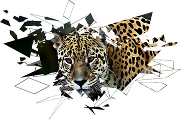 Beautiful Jaguar, Abstract Design, Street Digital Art, Drawing, Painting © PrayForUkraine
