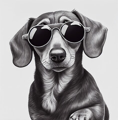 Dachshund in Sunglasses created with Generative AI Technology - 558852828