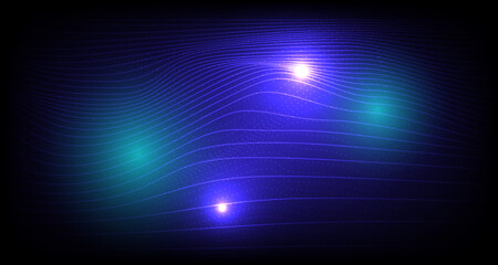 Abstract wave of technology futuristic circuit digital, interface concept with gradient dots and lines.Flow of particles.Vector cyber technology illustration.