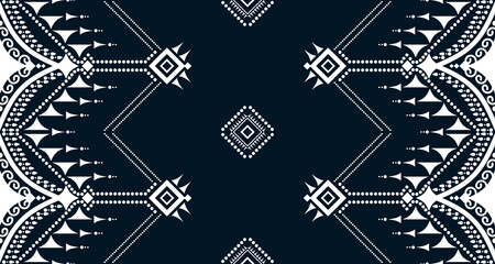Geometric Seamless Ethnic Pattern in black and white color.design for background. Aztec Pattern illustration template element EP.51