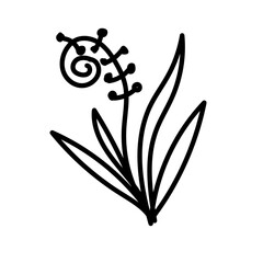 Leaf line art icon hand drawn vector design illustration