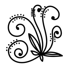 Leaf line art icon hand drawn vector design illustration