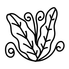 Leaf line art icon hand drawn vector design illustration