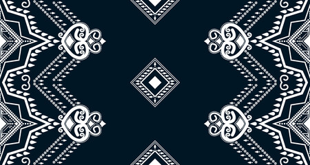 Geometric Seamless Ethnic Pattern in black and white color.design for background. Aztec Pattern illustration template element EP.82