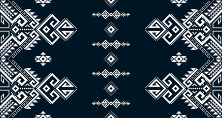 Geometric Seamless Ethnic Pattern in black and white color.design for background. Aztec Pattern illustration template element EP.83