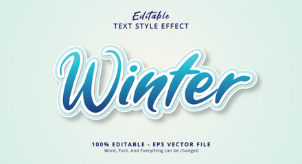 Blue on white Winter Text Style Effect Editable Text Effect