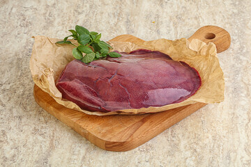 Raw pork liver for cooking