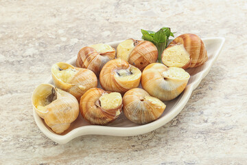 Delicous baked snail with butter - Escargot