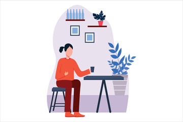 Coffee Shop Flat Design Illustration