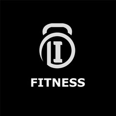 Modern Monogram Fitness Gym Logo Idea Template with Kettlebell and Initial I Letter