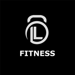 Modern Monogram Fitness Gym Logo Idea Template with Kettlebell and Initial L Letter