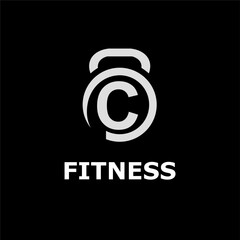 Obraz premium Modern Monogram Fitness Gym Logo Idea Template with Kettlebell and Initial C Letter