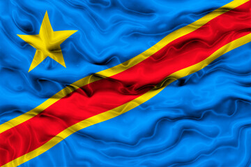 National flag  of Congo Democratic Republic. Background  with flag  of Congo Democratic Republic
