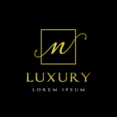 Luxury N Letter vector template logo. This font with gold and beautiful design, suitable for jewelry, cosmetic and brand.