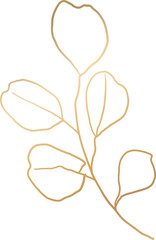Gold eucalyptus leaf branch illustration