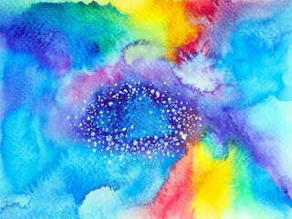 abstract universe galaxy space background magic sky night nebula cosmic cosmos rainbow colorful wallpaper blue color texture art fantasy artwork design illustration watercolor painting hand drawing - obrazy, fototapety, plakaty