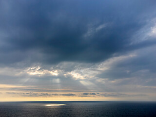 Naklejka na ściany i meble Sea landscape with bad weather and the cloudy sky. Crimea, Ukraine.