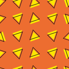 Geometric Triangle Seamless Pattern Background In Yellow And Orange Color.