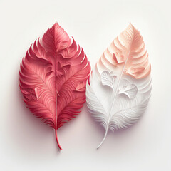 Pastel Red And White Realistic Soft Feather Element.