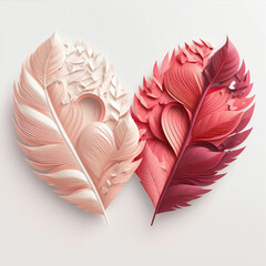 Two Realistic Feathers Element In Soft Gradient Color.