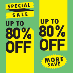 Naklejka premium 20% - 95% discount on warning tags, banners, flyers, social media posts, easy to change color illustration vector art