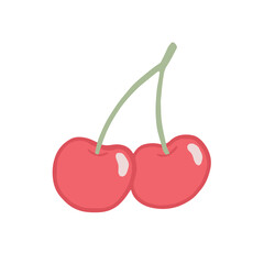 Hand drawn isolated illustration of two cherries with stem