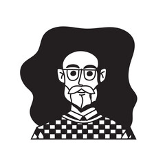 Professional avatars for job profiles or other avatars in black and white version, people icons and vector illustration black and white