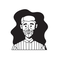 Professional avatars for job profiles or other avatars in black and white version, people icons and vector illustration black and white