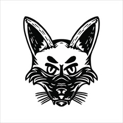 Funny fox, Cartoon forest animals, animal with cute emotion on face, vector illustration of orange foxe of wildlife around logo black and white