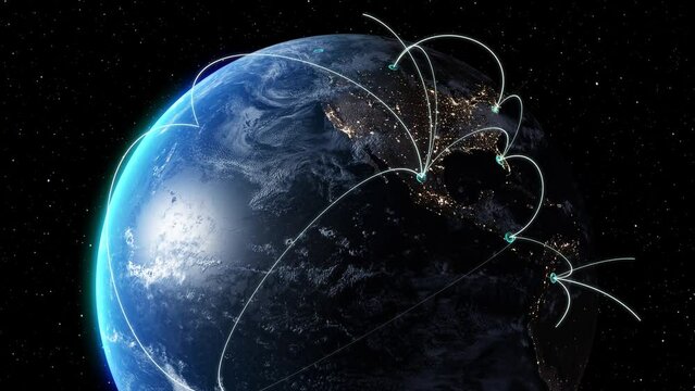 Abstract Tech Earth Globalization in 3d Motion Graphic.New York as the starting point.