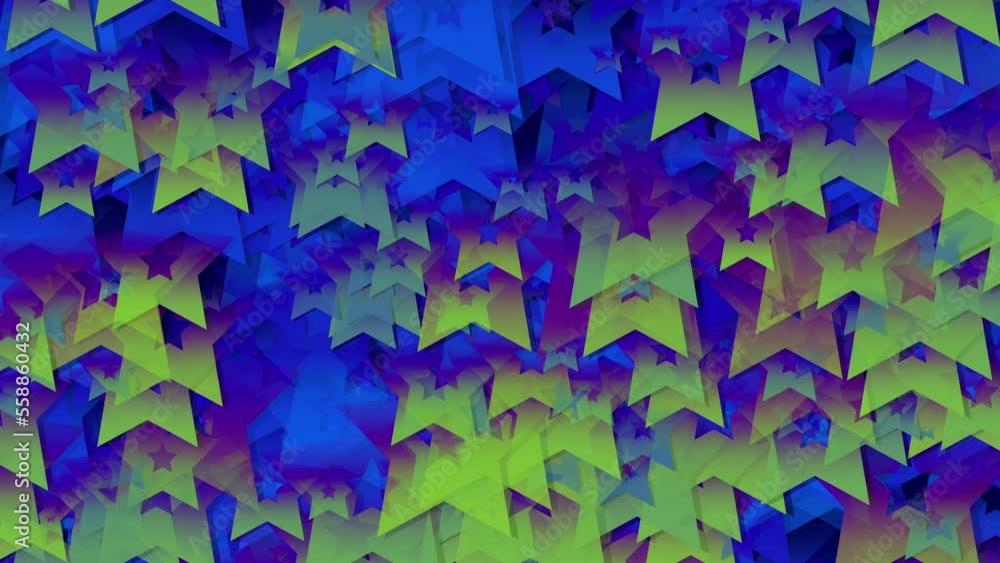 Poster smooth flow of figures in the form of stars. stars of different sizes and at different speeds descen