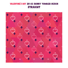 design with heart symbols on ink background form Valentines Day. 20 oz skinny tumbler design