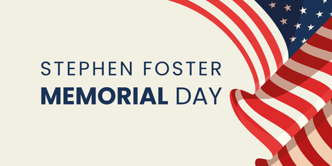 Stephen Foster memorial day card or background, flat vector modern illustration.