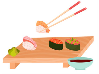 sushi and chopsticks