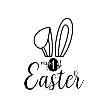 Outline logo of Easter bunny ears with calligraphic lettering