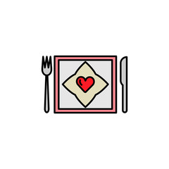 dine, diner line icon. Elements of valentines day illustration icons. Signs, symbols can be used for web, logo, mobile app, UI, UX on white background