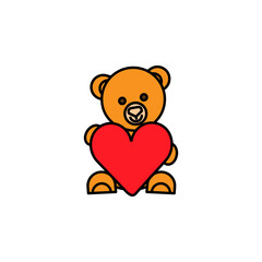 bear toy line icon. Elements of valentines day illustration icons. Signs, symbols can be used for web, logo, mobile app, UI, UX on white background