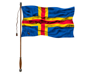 National Flag of Åland Islands. Background  with flag  of Åland Islands