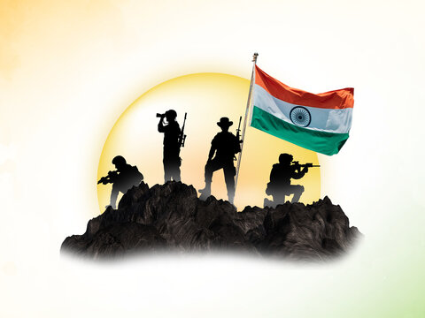 Indian army soldier with flag scenery drawing - republic day drawing easy -  YouTube