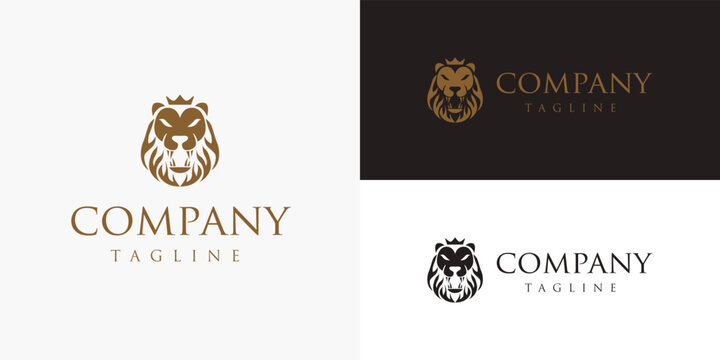 Elegant Lion Gold Golden Luxury Logo Design Vector Template for Brand Business Company