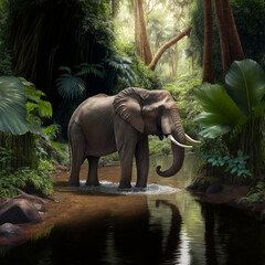 Fototapeta premium elephant in the river