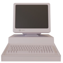 White old fashioned personal computer vintage style. 3d illustration