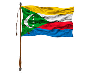 National flag of the Comoros. Background  with flag of the Comoros
