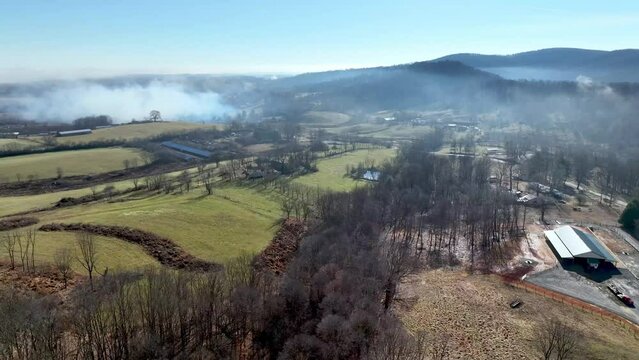 wilkes county below the brushy mountains aerial