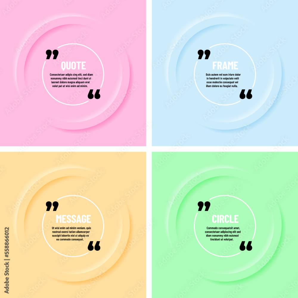 Poster set of four circle frames with copy space
